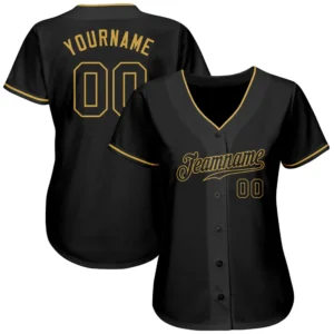 Custom Black Black-Old Gold Baseball Women Jersey