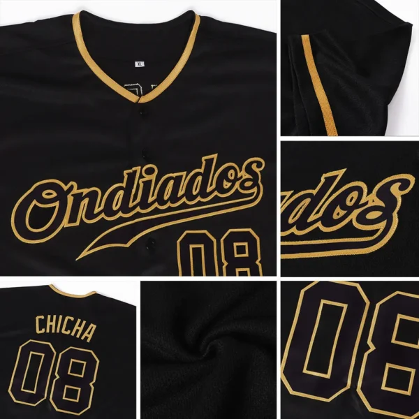 Custom Black Black-Old Gold Baseball Women Jersey - Image 3