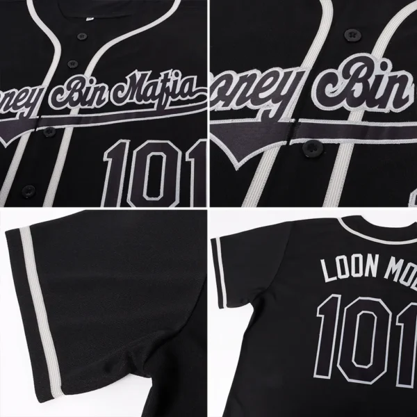 Custom Black Black-Gray Authentic Baseball Jersey - Image 3