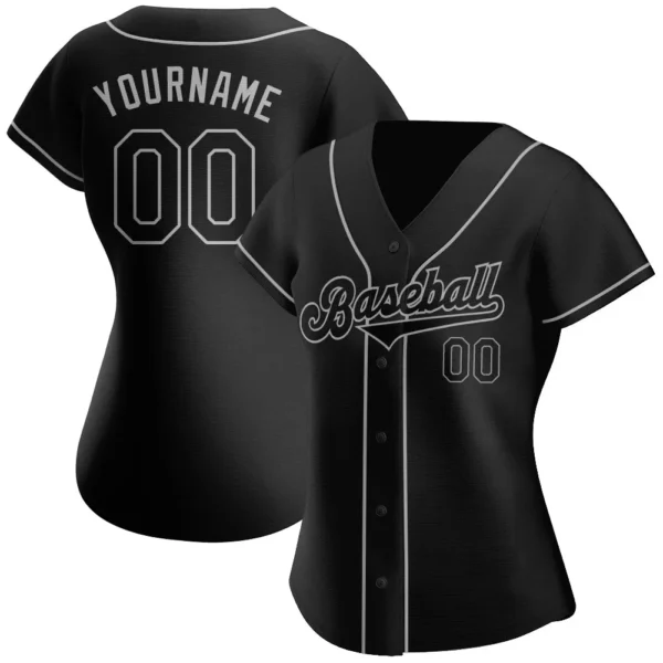 Custom Black Black-Gray Authentic Baseball Jersey - Image 4