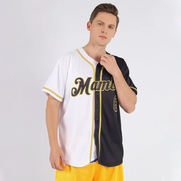 Custom White-Black Old Gold Authentic Split Fashion Baseball Jersey - Image 2