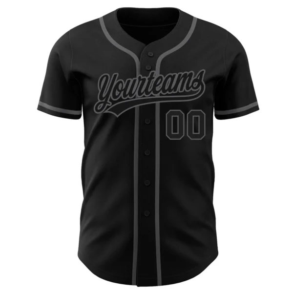 Custom Black Black-Steel Gray Authentic Baseball Jersey - Image 3