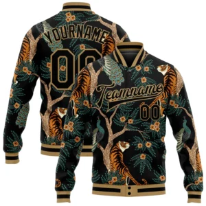 Custom Black Black-Old Gold Tiger Jacket